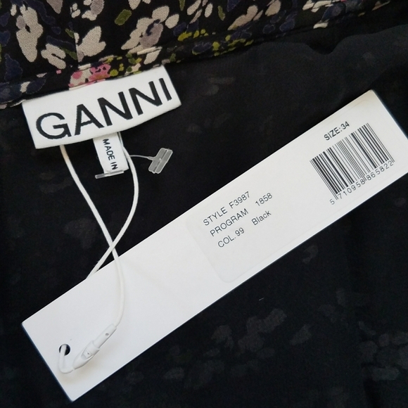 Ganni Floral Print Georgette Wrap Dress - Picture 11 of 12